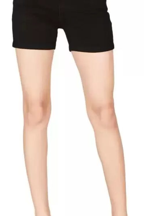 Solid Women Denim Black Denim Shorts