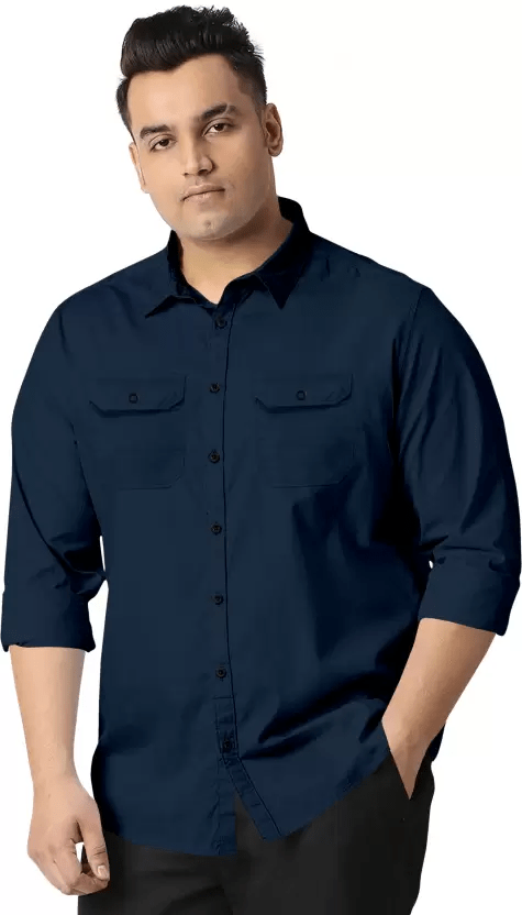 Men Regular Fit Solid Spread Collar Casual Shirt