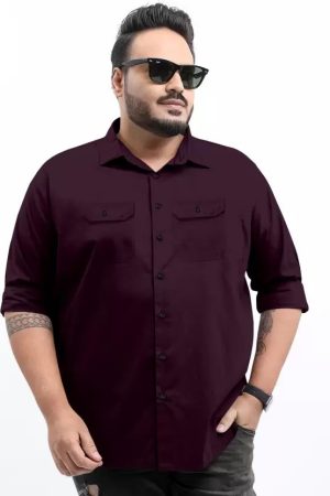 Men Regular Fit Solid Maroon Formal Shirt